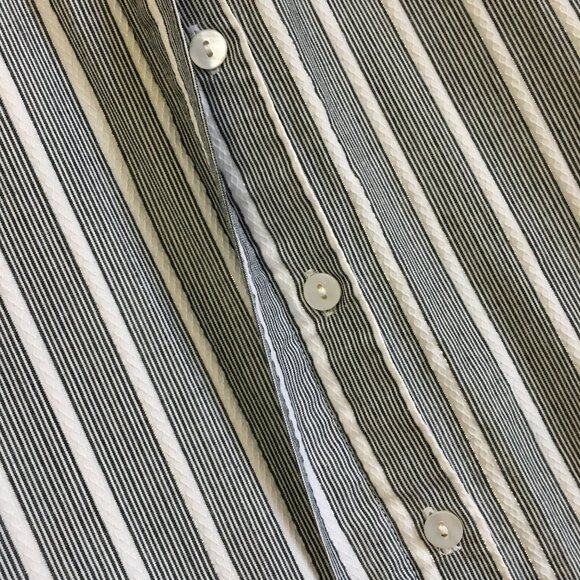 Tabi Classic Cotton Striped Metallic Weave Button Up Dress Shirt - Picture 4 of 9